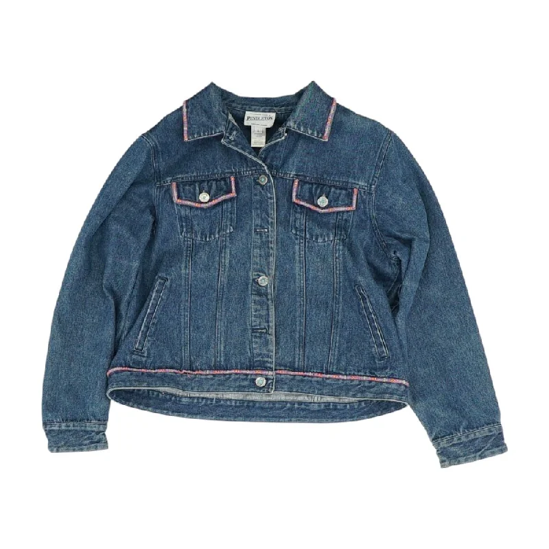 Blue Solid Denim Jacket Fleece Jacket Down Jacket Feather Jacket