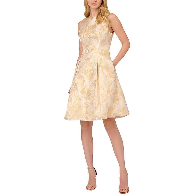 Adrianna Papell Womens Metallic Floral Print Cocktail And Party Dress Tunics Modern contemporary