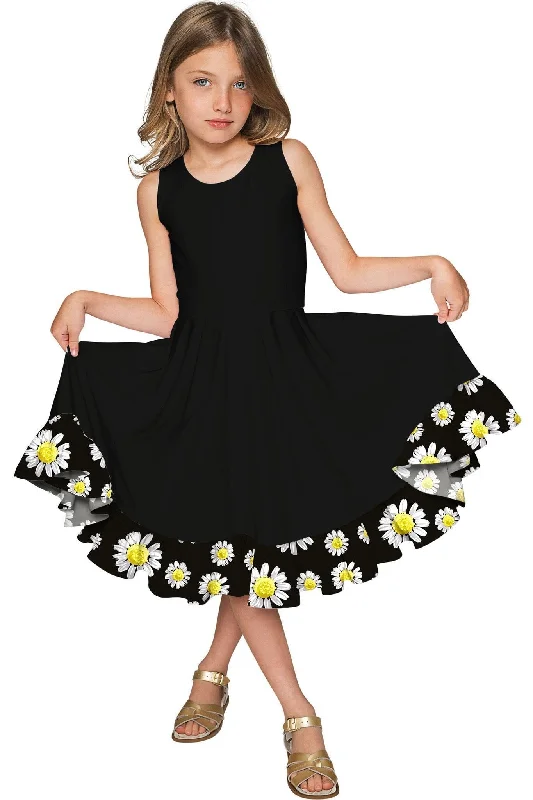 Little Oopsy Daisy Vizcaya Cute Black Party Dress - Girls Tunics Handmade artisanal