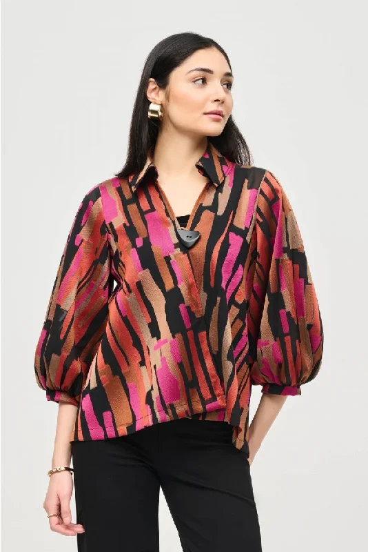 Joseph Ribkoff Black/Multi Abstract Print Asymmetric Swing Jacket 243239 Lace Jacket Ribbed Jacket Sequined Jacket