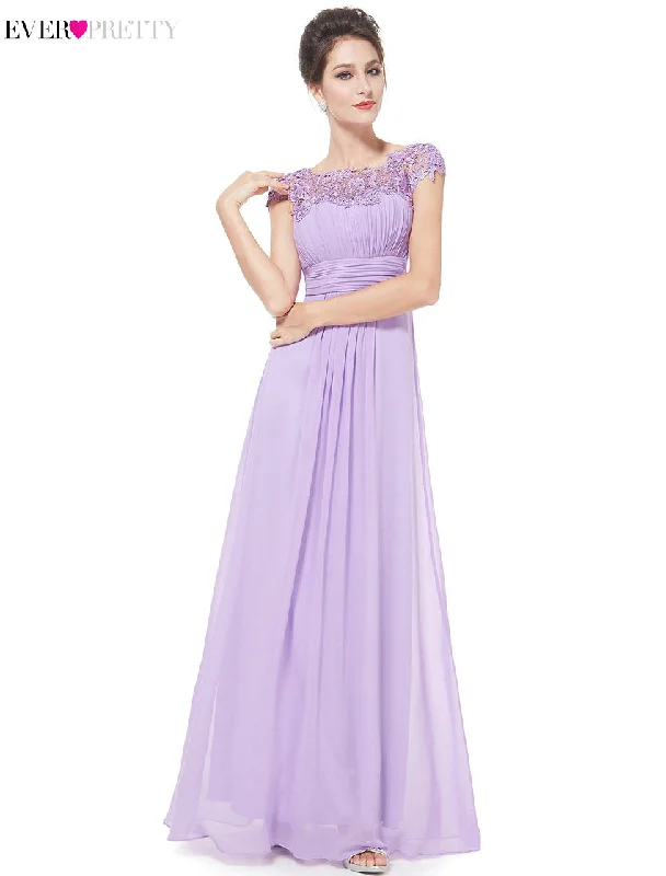 [Clearance Sale] Elegant Long Evening Dresses with Lace Appliques Ever Pretty Women Party Dresses Boatneck Modish Everyday