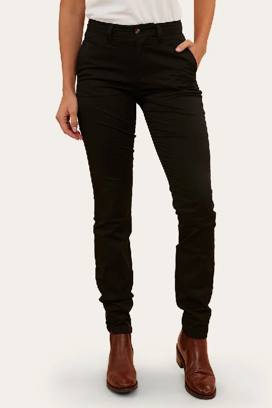Samford Womens Slim Chino Pant - Black Elegant Dress Pants