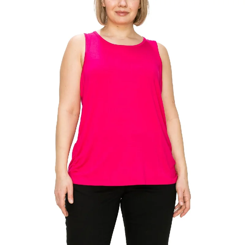 Coin 1804 Womens Plus Ruched Layering Tank Top soft pink tank