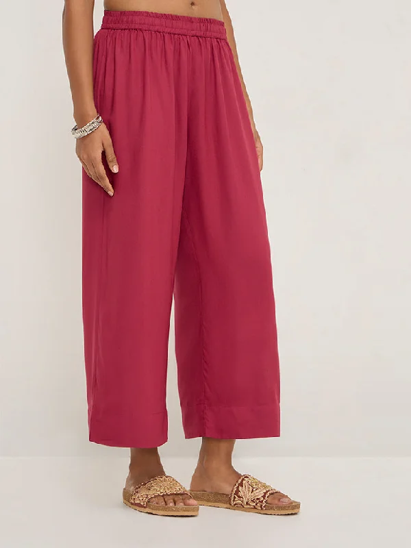 Utsa Magenta Solid Ethnic Pants Cozy Maternity Pants