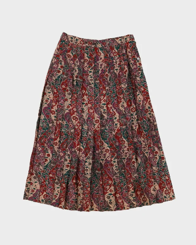 Vintage 80s Jaegar Pleated Midi Skirt - XS button skirt front
