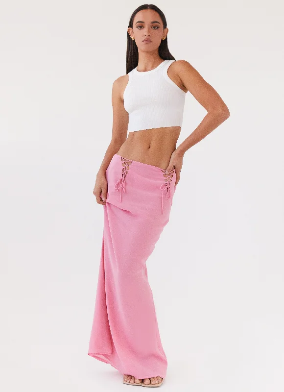 Chella Tie Up Skirt - Pink corduroy skirt cozy