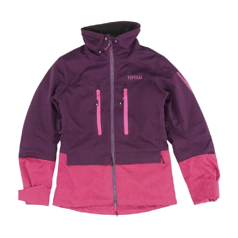 Purple Color Block Ski Jacket Rayon Fabric Velvet Fabric Corduroy Fabric