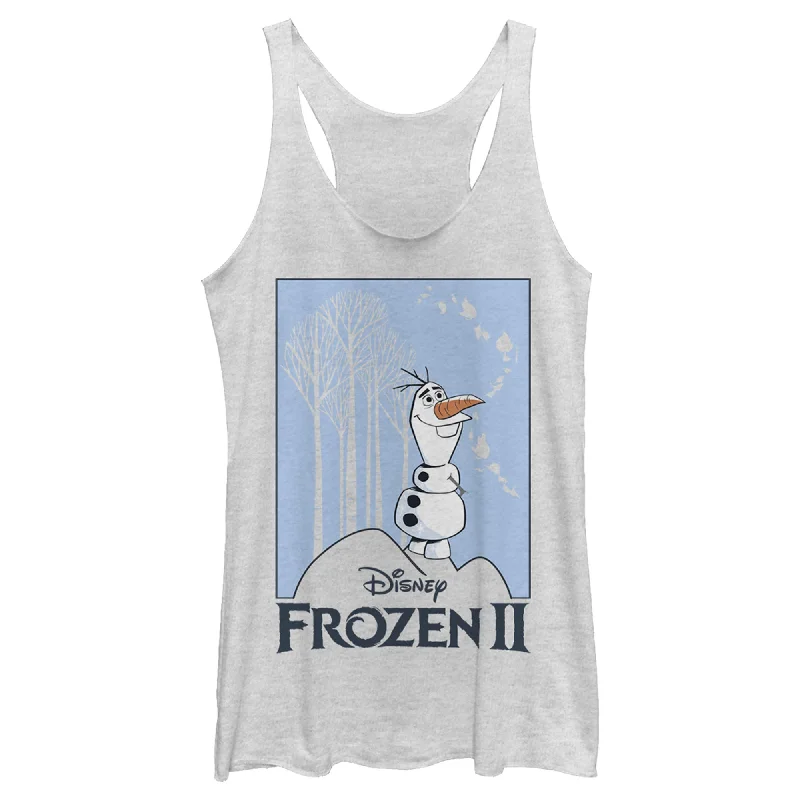 Women's Frozen 2 Olaf Snow Scene Racerback Tank Top slim fit tank