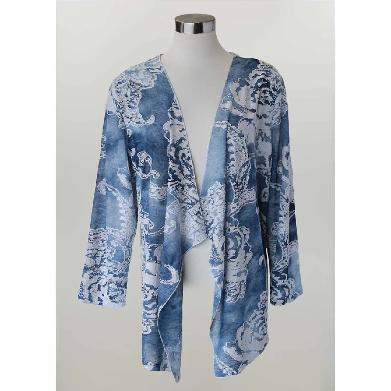 Keren Hart Women's Floral Print Cardigan Cashmere Blend Cotton Blend Poly Blend