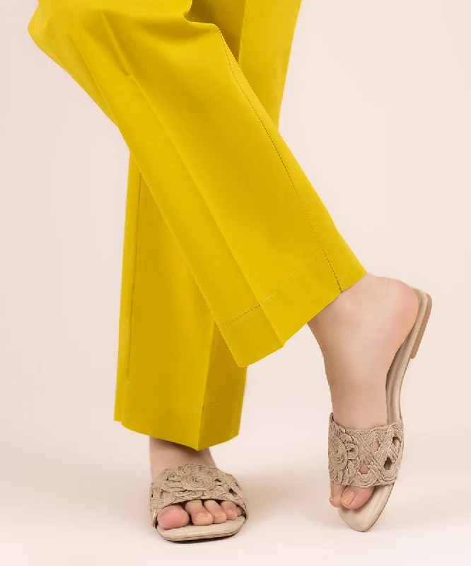 Solid Cambric Straight Pants Chic Slim Fit Pants