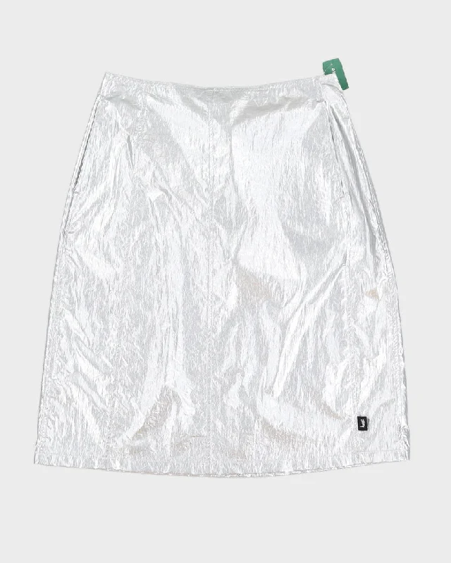 Silver Metallic Stussy Skirt - S lightweight skirt design