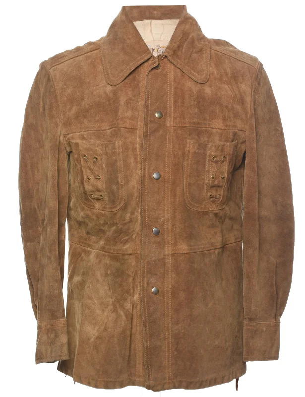 Brown Suede Jacket - M Fleece Jacket Down Jacket Parka