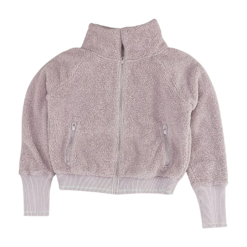 Purple Solid Lightweight Jacket Zippered Jacket Buttoned Jacket Snapped Jacket