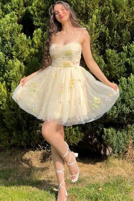 Sweetheart Short Floral Party Dress Backless Homecoming Dress Tunics Business professional