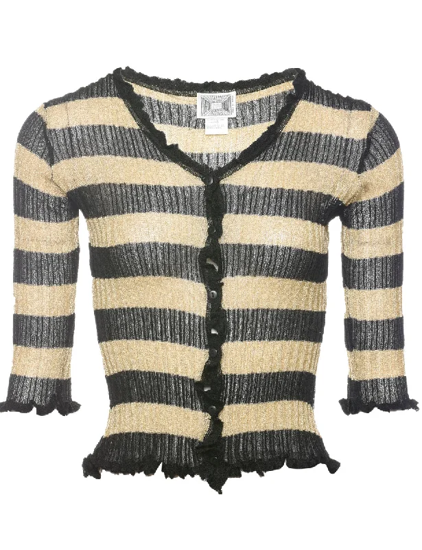 Striped Pattern Cardigan - XS Button Cardigan Zip Cardigan Pullover Cardigan