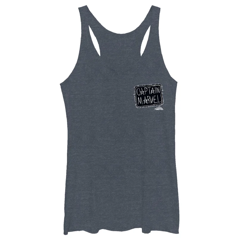 Women's Marvel Captain Marvel Crayon Patch Logo Racerback Tank Top scoop neck tank