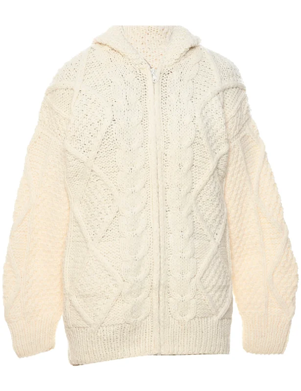 Cable Knit Cardigan - L Wool Cardigan Cotton Cardigan Cashmere Cardigan