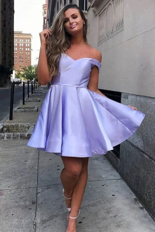 Off-the-Shoulder Ruched Satin Short Homecoming Dresses Sleeveless Knee Length Party Dress Tunics Summer linen