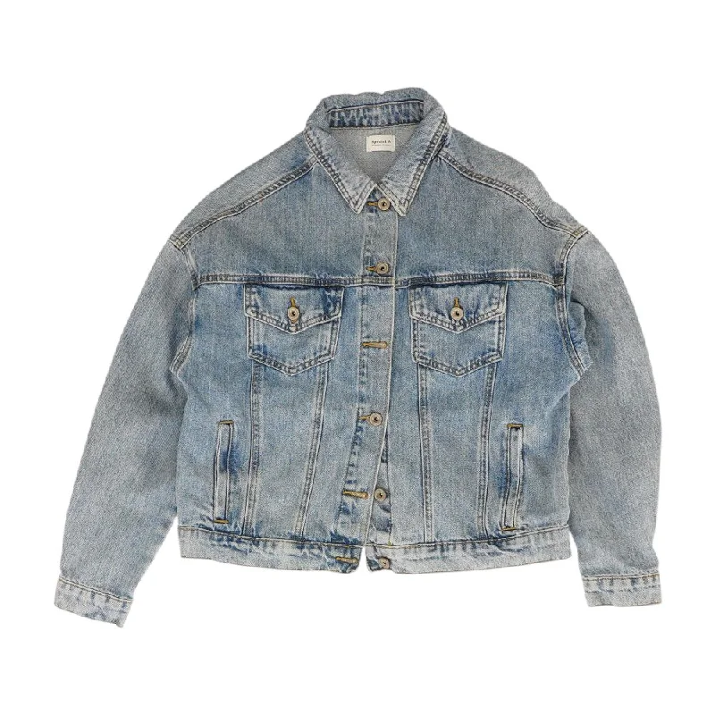 Blue Solid Denim Jacket Knit Jacket Woven Jacket Fleece Jacket