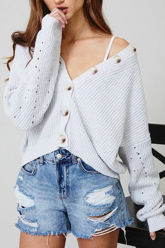 BUTTON-DOWN SWEATER CARDIGAN Striped Floral Plaid