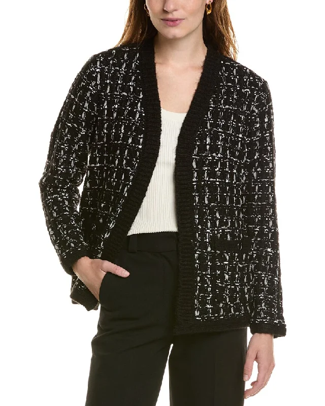 Anne Klein Kissing Front Cardigan Fleece Fabric Down Fabric Feather Fabric