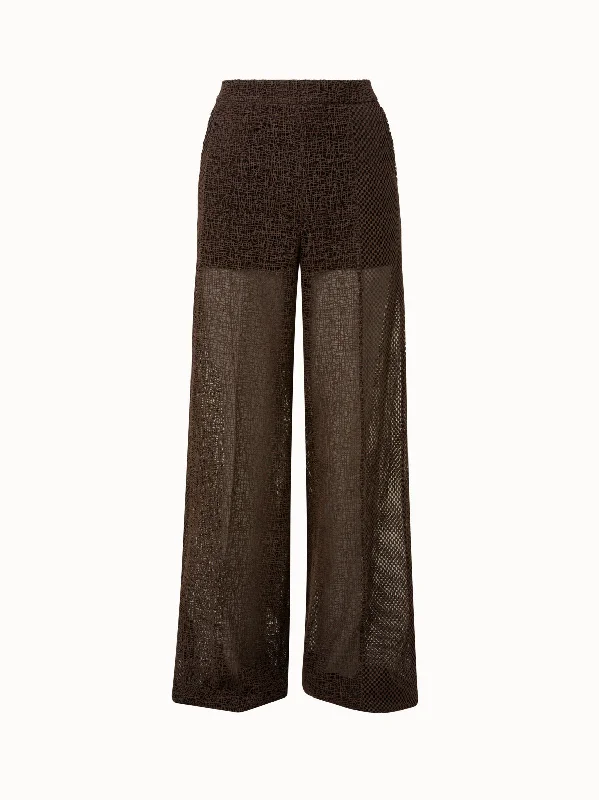 Flair SG Embroiderey Patchwork Wide Leg Pant Elegant Wool Trousers