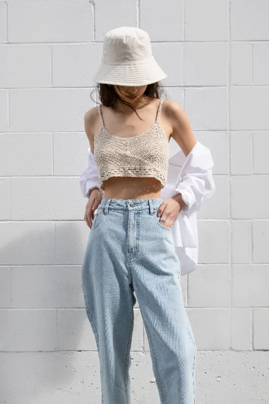CROPPED CROCHET KNIT TANK flexible tank top