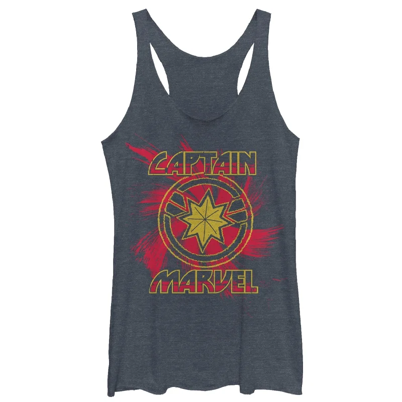 Women's Marvel Captain Marvel Star Symbol Swirl Racerback Tank Top crossback tank top