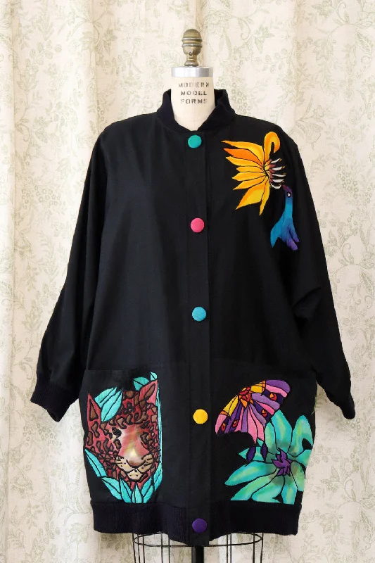 Silkscapes Jungle Novelty Jacket M-XL Appliqued Jacket Beaded Jacket Sequined Jacket