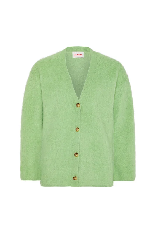 SURI KNITTED MINT CARDIGAN Satin Blend Silk Blend Wool Blend