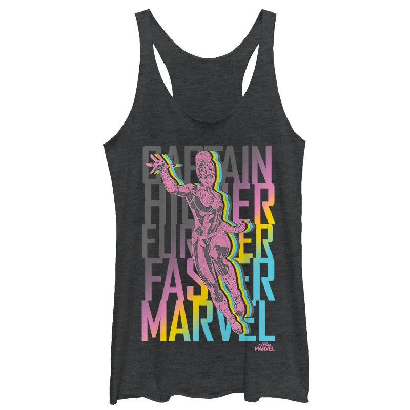 Women's Marvel Captain Marvel Rainbow Mantra Racerback Tank Top lounge tank top
