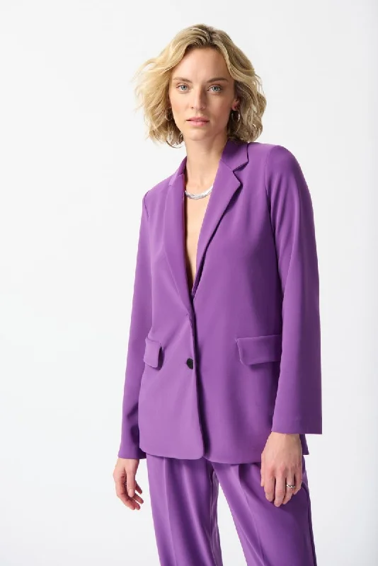 Joseph Ribkoff Majesty Long Sleeve Two-Button Blazer Jacket 242192 Faux Fur Jacket Real Fur Jacket Shearling Jacket