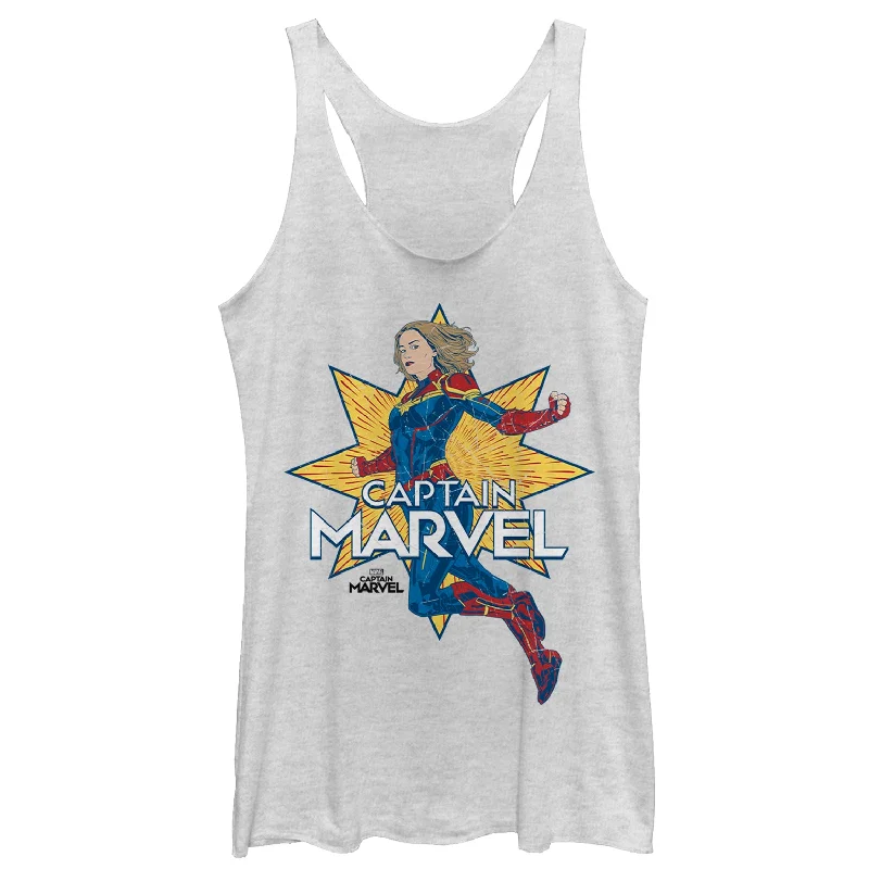 Women's Marvel Captain Marvel Vintage Star Racerback Tank Top peekaboo tank top