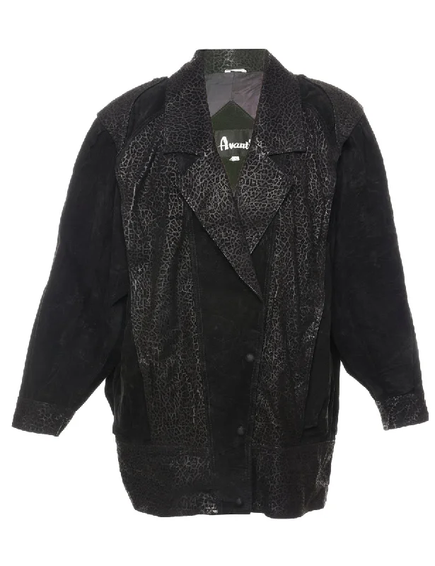 Black Suede Jacket - L Herringbone Jacket Checkered Jacket Solid Jacket