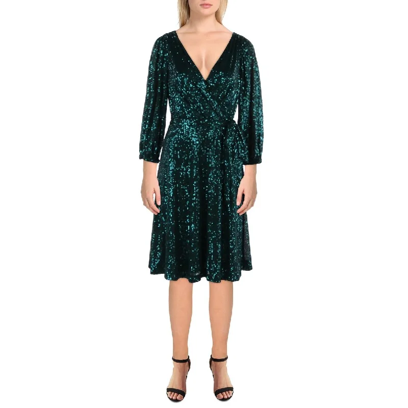 DKNY Womens Sequined Party Dress Midi Dress Tunics Silk luxurious