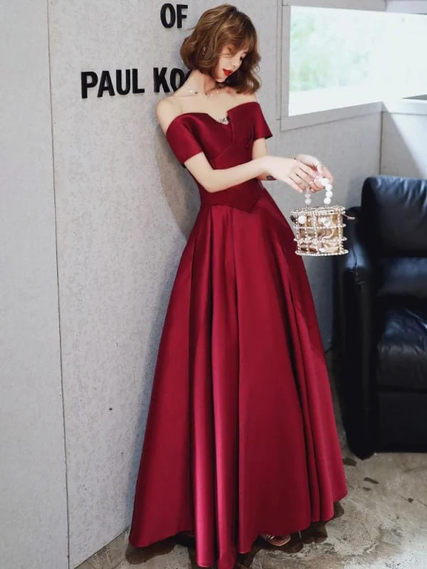 Evening Dress A-Line Bateau Neck Matte Satin Floor-Length Pleated Formal Party Dresses Tunics Trousers formal