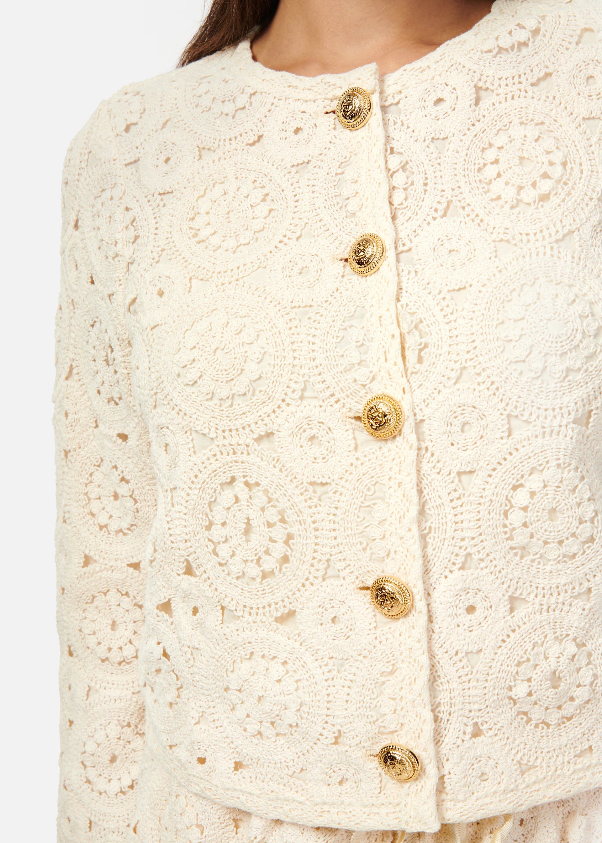 Ligia Crochet Cardigan Fleece Cardigan Nylon Polyester