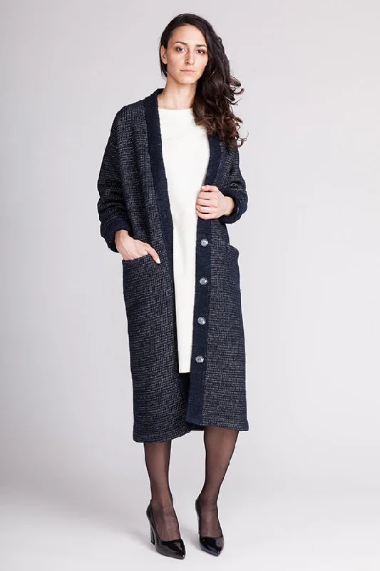 Esme Maxi Cardigan - Named Clothing - Sewing Pattern Striped Floral Plaid