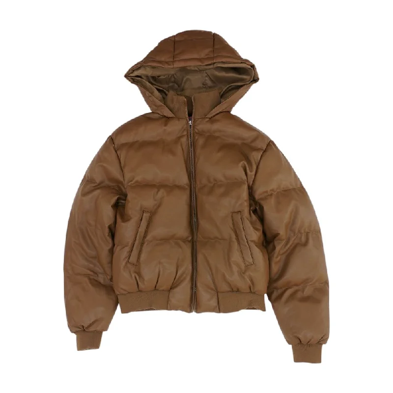 Brown Solid Puffer Jacket Quilted Jacket Puffer Jacket Insulated Jacket