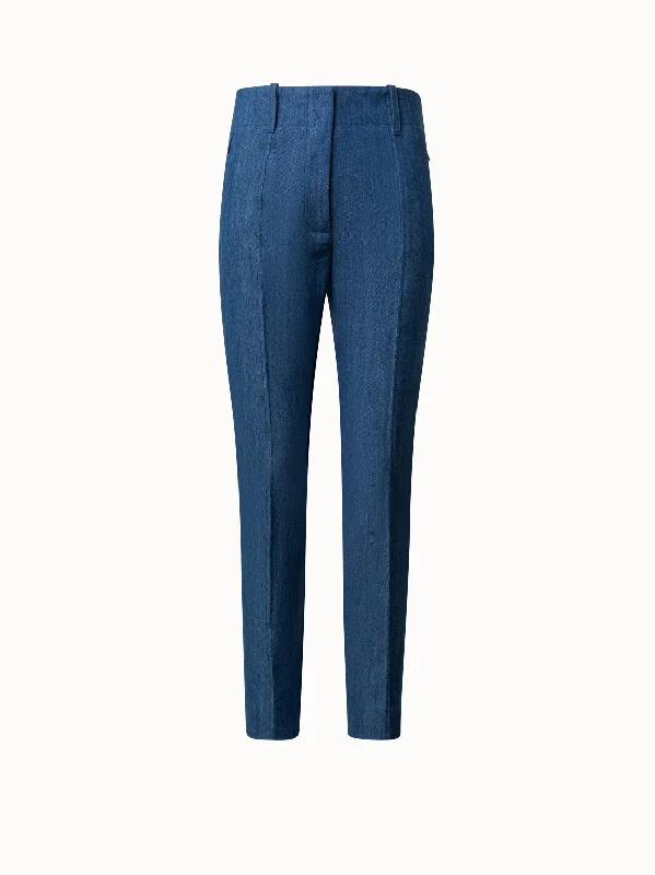 Slim Ankle-Length Cotton Denim Stretch Pants Classic Flared Pants