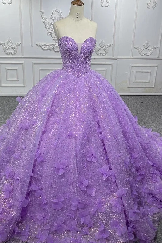 Quinceanera Dresses Sparkly Beading Appliques Evening Party Dresses Strapless Sweetheart Ball Gown Tunics Sophisticated sleek