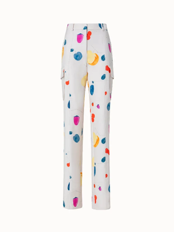 Double-Face Cargo Pant with Fruits Print Classic Cropped Pants