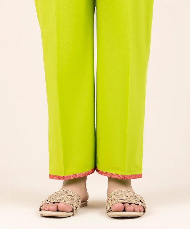 Embroidered Cambric Straight Pants Trendy Printed Leggings