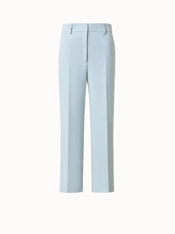Cropped Wide Cotton Denim Pants Comfortable Pleated Pants