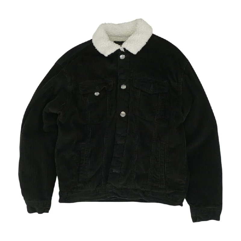 Black Solid Jacket Bomber Jacket Anorak Windbreaker