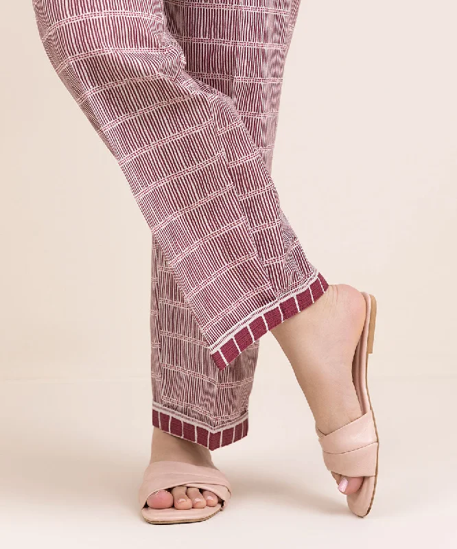 Printed Cambric Straight Pants Modern Bootcut Pants