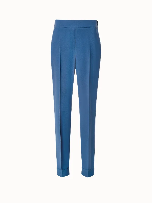 Tapered Crêpe Pants with Elastic Back Classic Cropped Pants
