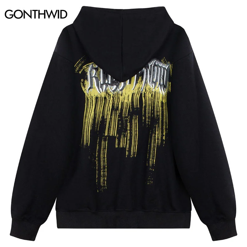 Hip Hop Y2K Streetwear Zip Up Hoodie Sweatshirt Grunge Letter Print Zipper Hooded Jacket Coat Harajuku Casual Loose Cotton Tops Rayon Jacket Velvet Jacket Corduroy Jacket