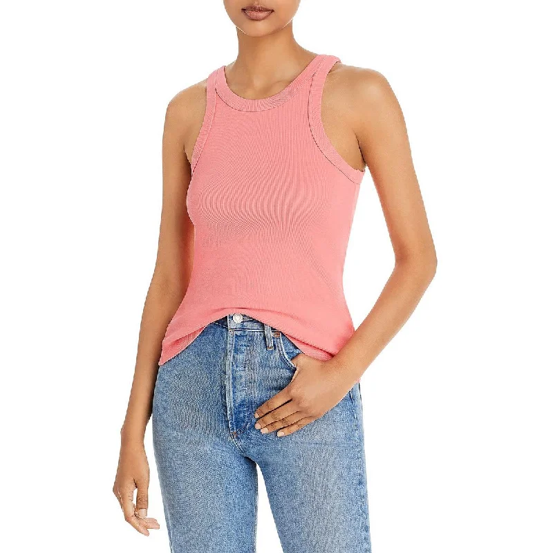 Mother Womens The Chin Ups Ribbed Knit Scoop Neck Tank Top pastel tank top