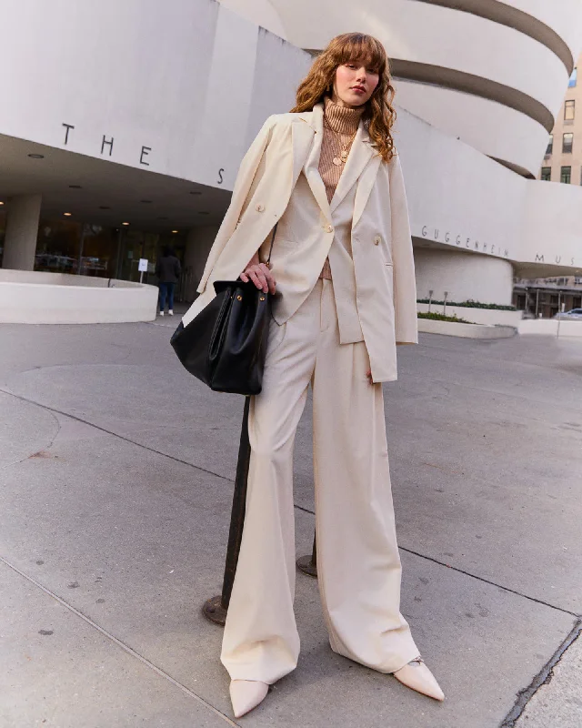 Ready for Your Love Wool Wide Leg Pant - Cream Relaxed Casual Leggings